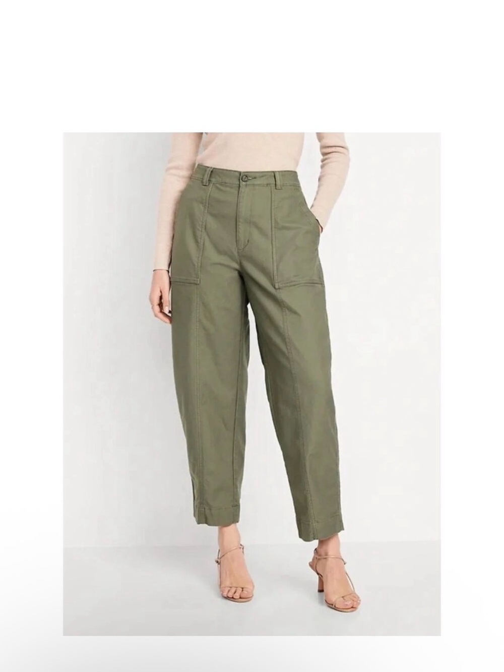 Old Navy Olive Utility High-Rise Barrel leg Pants size 0
